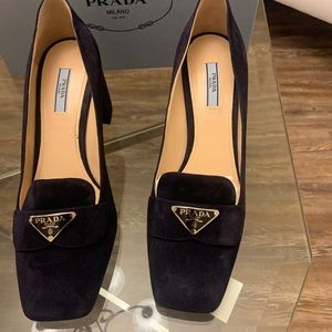 Prada navy loafers, new in box